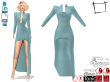 Dae Obj FBX For Women's High Shoulders V Cut Front Slit Long Dress Slink, Maitreya, Belleza, Tonic