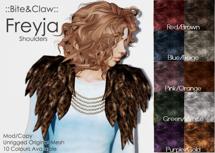 ::B&C:: Freyja Shoulder Furs - Orange/Pink (WEAR)