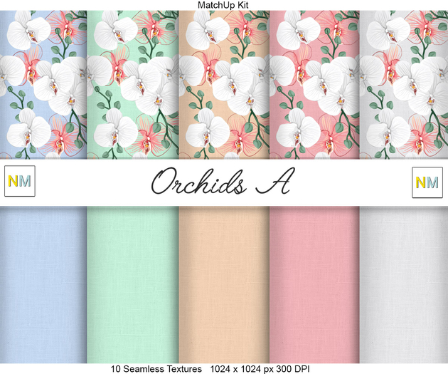 Orchids A Matchup Kit 10 Seamless Textures NM