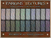 Parkins Textures - Vine Mosaic Set - 20x Full Perm 1024 Seamless - Tile, Stone, Mosaic, Ethnic, Temple, Floor, Wall