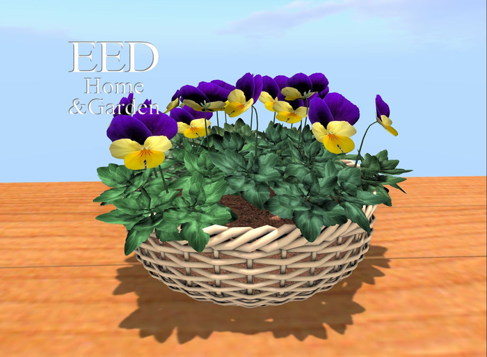 EED's RATTAN BASKET light w PANSIES resizer c