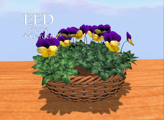 EED's RATTAN BASKET midbrown w PANSIES resizer c