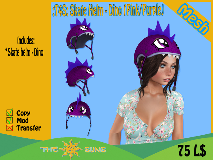 :T4S: Skate helm - Dino (pink/Purple)