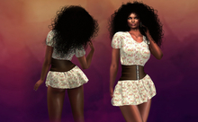 Spring Flowers Mini Dress Emmy with Brown Corset MAITREYA
