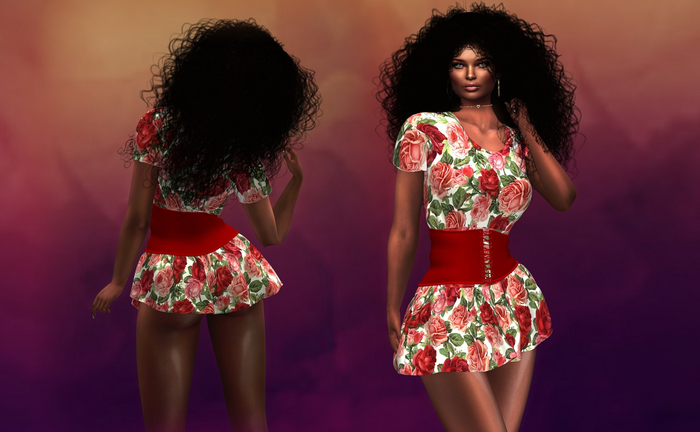 Red Roses Mini Dress Emmy with Red Corset MAITREYA