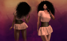Peach Mini Dress Emmy with Brown Corset MAITREYA