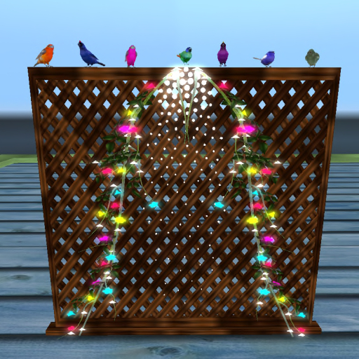 Lit Flower Vine Lattice with Birds Boxed