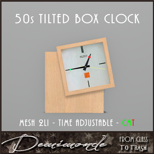 [CYN] 50s Blonde Oak Tilted Box Clock