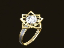 TM Slim Silver & Gold Diamond Rose Hearts Right Hand Ring - Color Change - Resize - Brightness