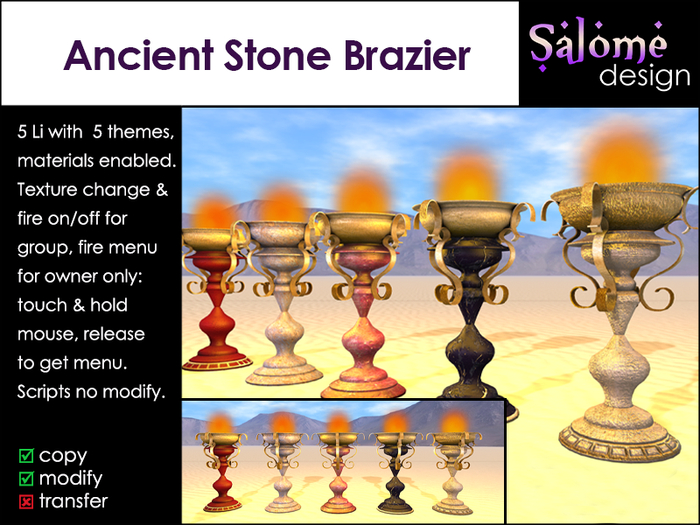Ancient Stone Brazier Salome Sales Box