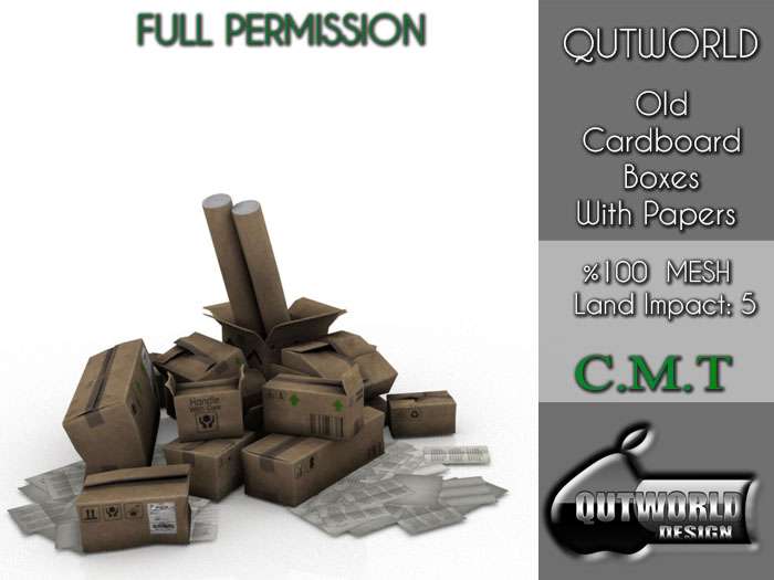 .::QUTWORLD Old Cardboard Boxes With Papers::. FP