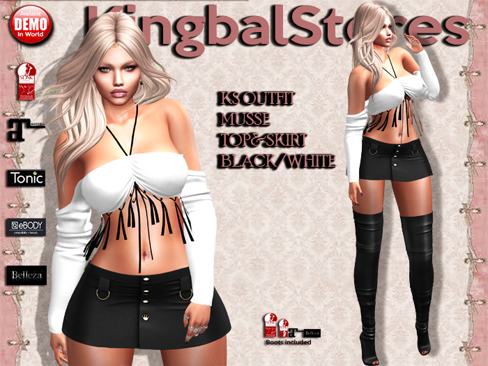 150 KS OUTFIT MUSSE TOP&SKIRT BLACK/WHITE