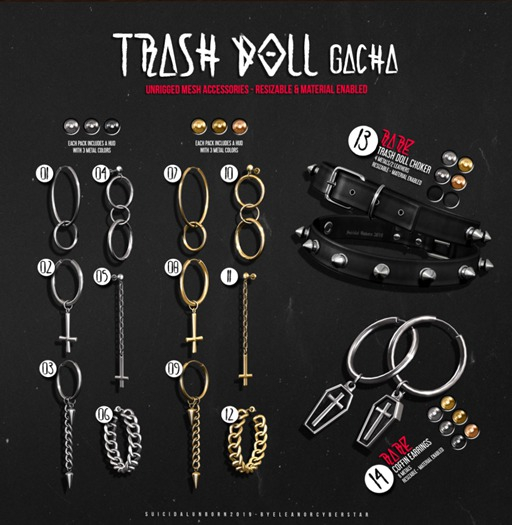 -SU!- Trash Doll Gacha -Earrings 06 Silver- #06 COMMON
