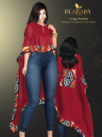 [BLARABY] Long Poncho[Khiamya Red]