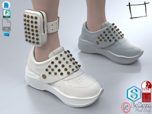 Dae Obj FBX Men's Futuristic Metal Nuts Decorated White Sports Shoes Slink Male, Belleza Jake