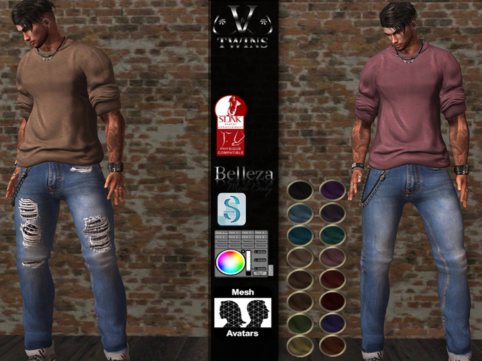 V-Twins  Biker - Crow Male Outfitt Casual Version for Signature Gianni, Belleza Jake and Slink