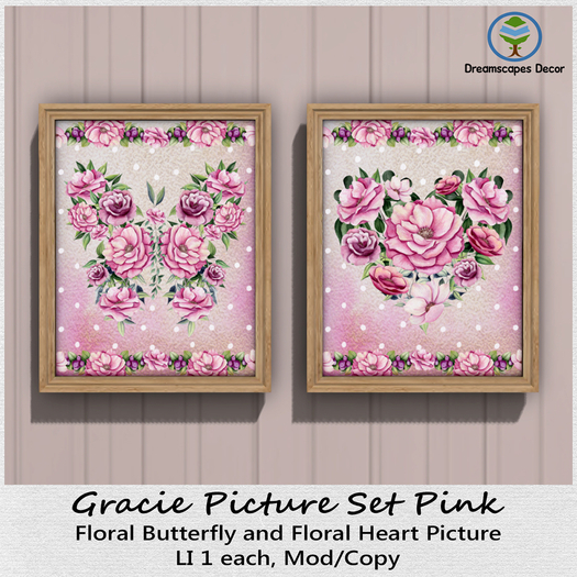 *Gracie* Picture Set Pink - Frames Set with handmade föral illustrations