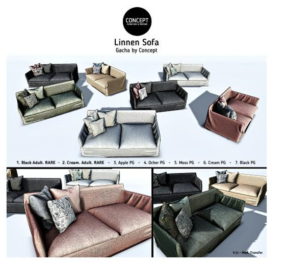 Concept} 05. Linnen Sofa Moss. Pg