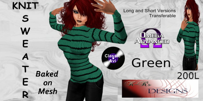 K-Ks Designs Knit Sweater Green (F)