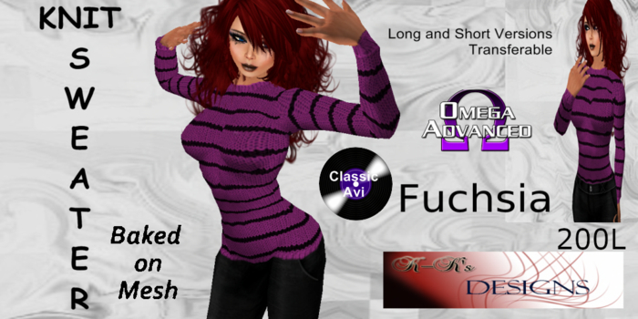 K-Ks Designs Knit Sweater Fuchsia