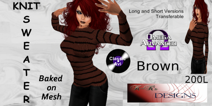 K-Ks Designs Knit Sweater Brown (F)