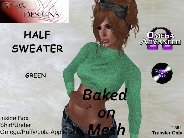 K-Ks Designs Half Sweater Green