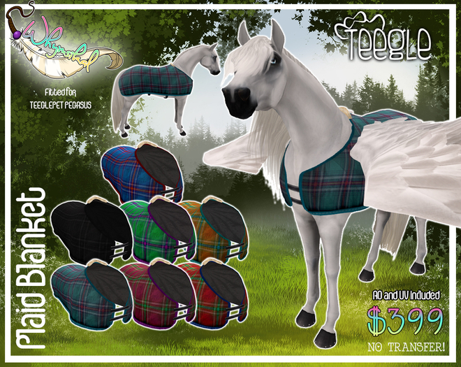 ::Whymsikal::  Teeglepet Plaid Blanket - Pegasus
