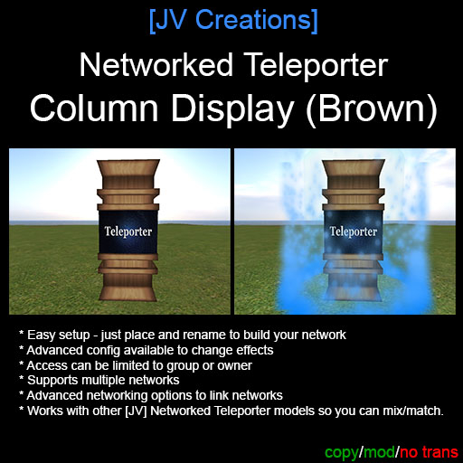 Second Life Marketplace - Networked Teleporter - Column Display (Brown ...