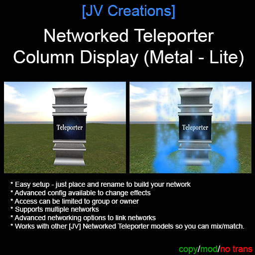 Second Life Marketplace - Networked Teleporter - Column Display (Metal ...