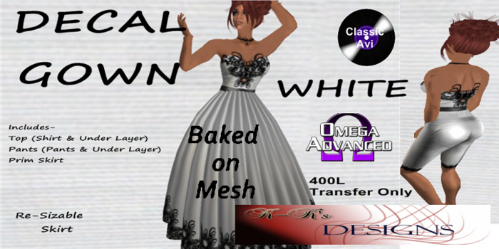 K-Ks Designs Decal Gown White
