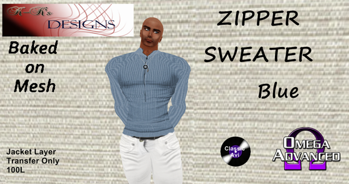 K-Ks Designs Zipper Sweater Blue