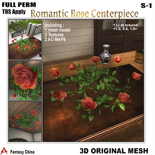 Full Perm RomanticRose Centerpiece