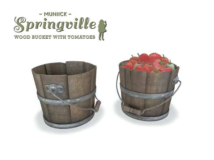 Muniick Springville Wood Bucket w Tomatoes (Add Me)