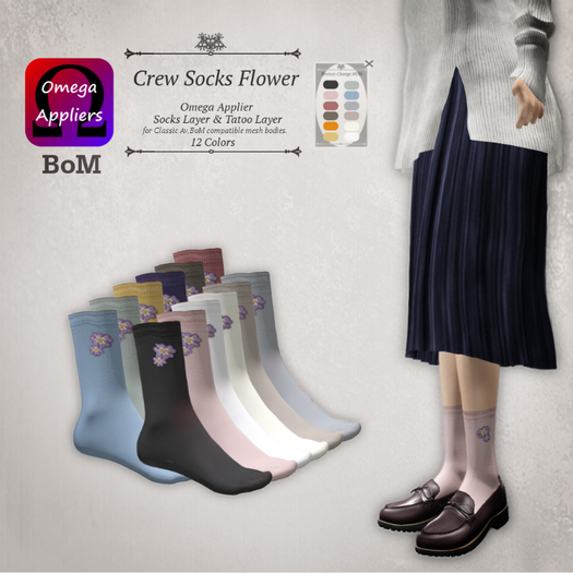S@BBiA::Crew Socks Flower