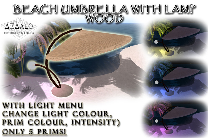 Beach Umbrella with Lamp Wood