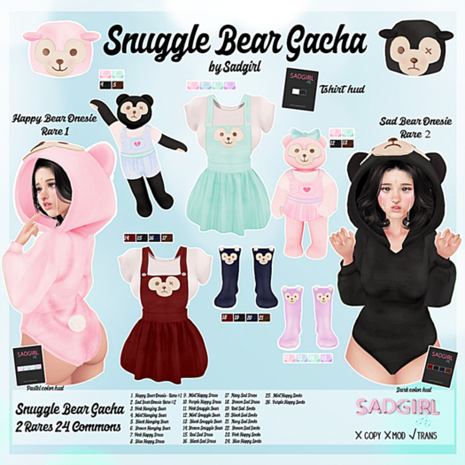 #SADGIRL - Snuggle Bear - Mint Socks - Lara