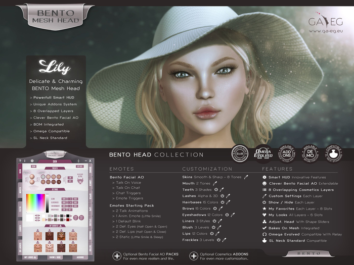 DISCOUNTED !!! [GA.EG] Lily 2.2 Bento Mesh Head DEMO