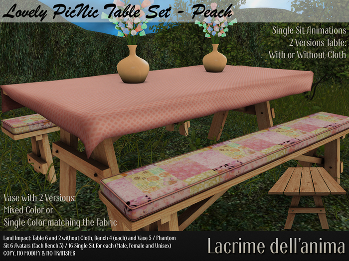 Lovely PicNic Table Set - Peach