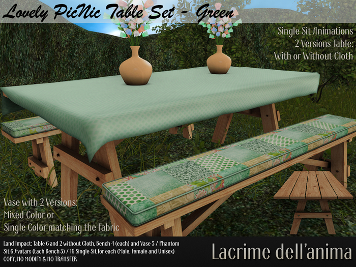 (BOX) Lovely PicNic Table Set - Green