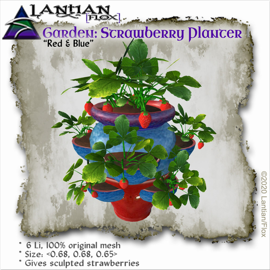 ~L/Fx~Strawberry Planter, Red&Blue (mesh/script) MCtbox