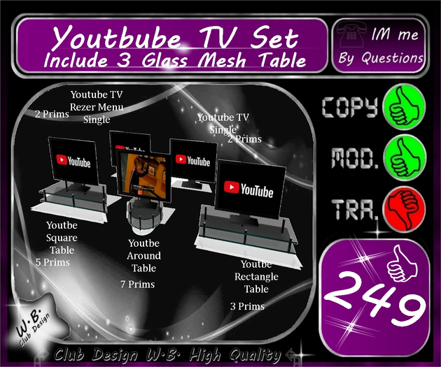 * Youtbe Set * Include Mesh Tables +