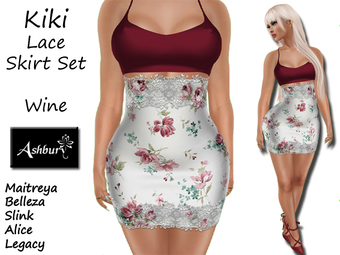 [ASHBURY] KiKi Lace Skirt Set-ROSE WINE