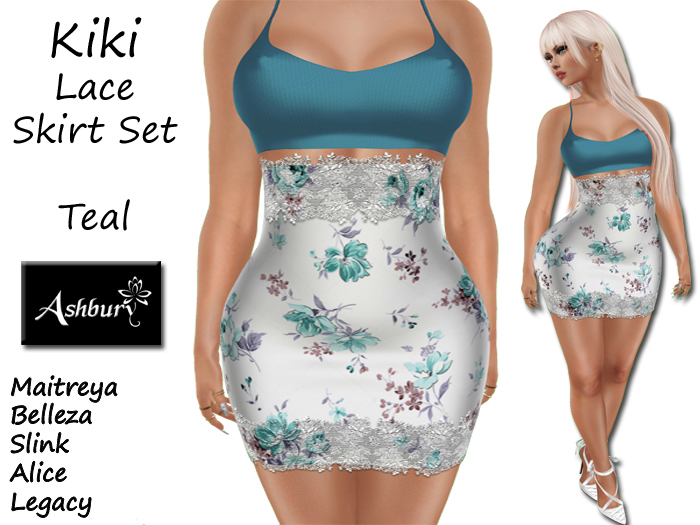 [ASHBURY] KiKi Lace Skirt Set-ROSE TEAL