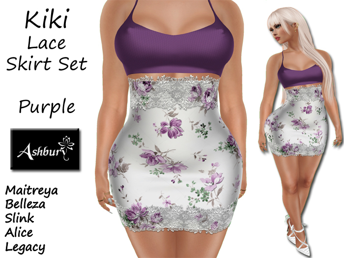 [ASHBURY] KiKi Lace Skirt Set-ROSE PURPLE