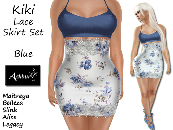 [ASHBURY] KiKi Lace Skirt Set-ROSE BLUE