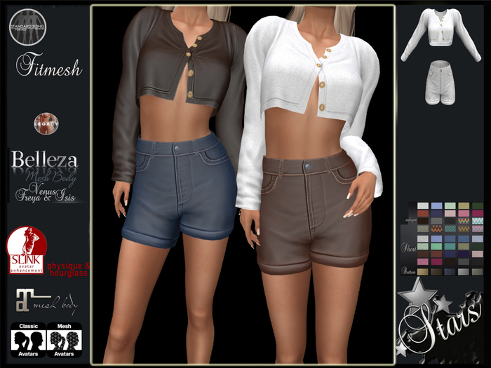 PROMO -50% - Stars - Classic, Maitreya, Legacy, Slink, Belleza - Mandi shorts & cardigan
