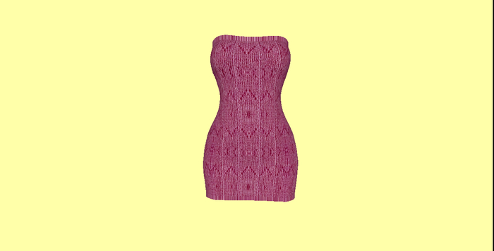 Fuscia Sweater Strapless Dress Boxed