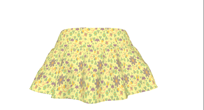 Pale Yellow Flowered Mesh Skirt Boxed