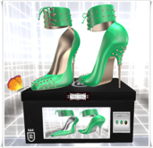 Ankle Heels with Spikes and Cords green Color HUD,Maitreya,Belleza,Slink