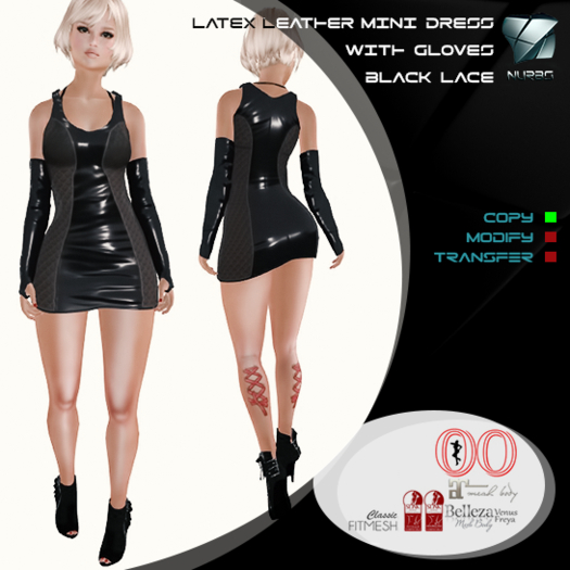 NURBS LEATHER LINGERIE DRESS WITH GLOVES_BLACK LACE